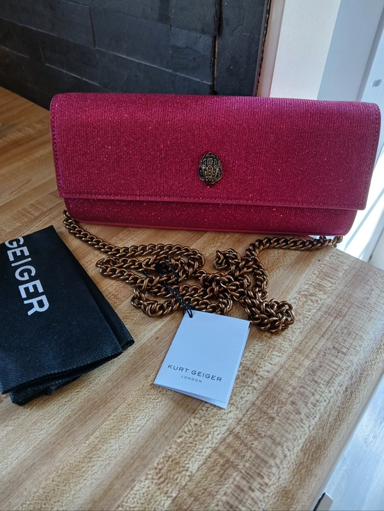 Kurt Geiger NWT Long Pink Envelope Clutch & Dustbag